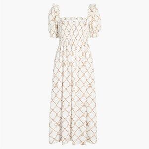 NWT Hill House Scarlett Nap Dress Nautical Trellis Linen XS